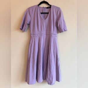 Brigitte Brianna Sexy Modest Lilac Purple V Neck Gala Ponte Double Knit Dress